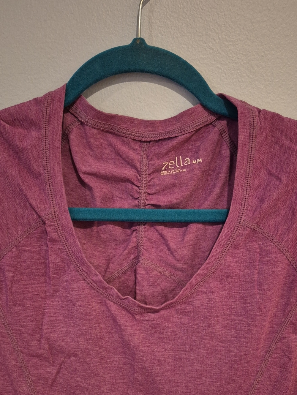 Zella Heather Raspberry Short-Sleeve Ruched Active Tee - Picture 3 of 3